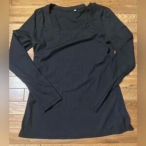 Black Long Sleeve Ribbed Women's Top